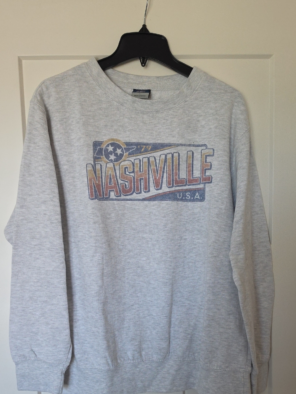 Nashville USA Heather Gray Graphic Crewneck Sweatshirt